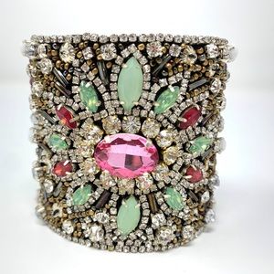 ✨STUNNING Crystal & Beaded Large Flower Cuff